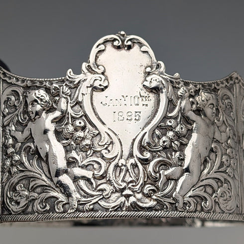 1893 年英國古董純銀針墊框架蘇珊娜黃銅